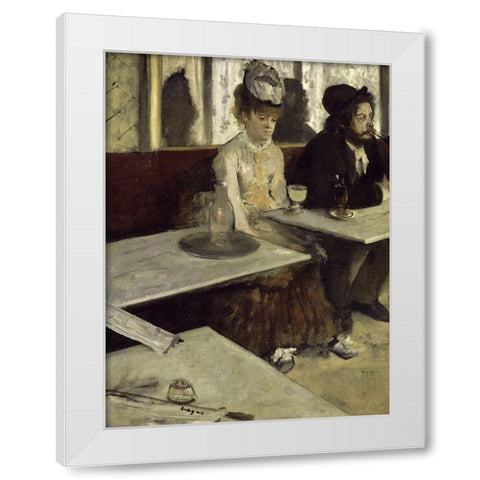 In a Cafe White Modern Wood Framed Art Print by Degas, Edgar