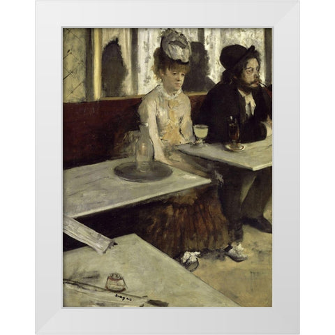 In a Cafe White Modern Wood Framed Art Print by Degas, Edgar