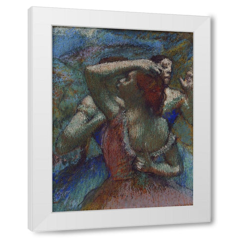 Dancers White Modern Wood Framed Art Print by Degas, Edgar