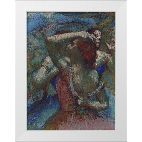 Dancers White Modern Wood Framed Art Print by Degas, Edgar