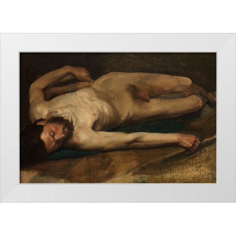 Male Nude White Modern Wood Framed Art Print by Degas, Edgar