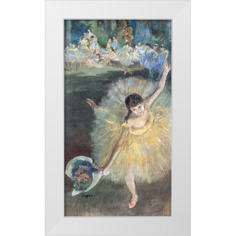 Fin dArabesque, with ballerina Rosita Mauri White Modern Wood Framed Art Print by Degas, Edgar