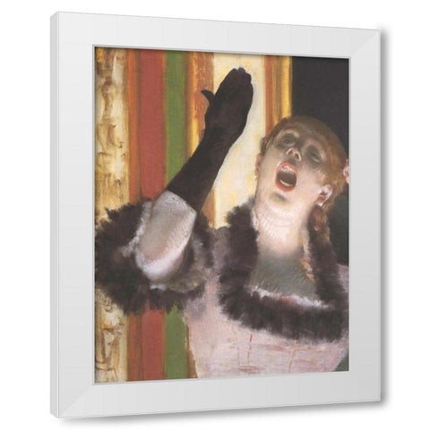 The Singer with the Glove White Modern Wood Framed Art Print by Degas, Edgar