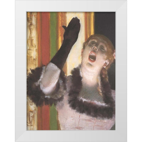 The Singer with the Glove White Modern Wood Framed Art Print by Degas, Edgar