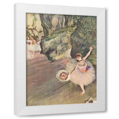 Dancer with a Bouquet of Flowers White Modern Wood Framed Art Print by Degas, Edgar