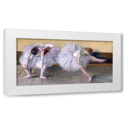 Deux danseuses White Modern Wood Framed Art Print by Degas, Edgar