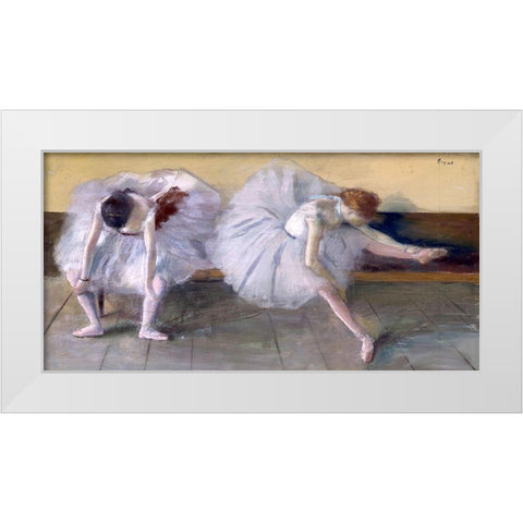 Deux danseuses White Modern Wood Framed Art Print by Degas, Edgar