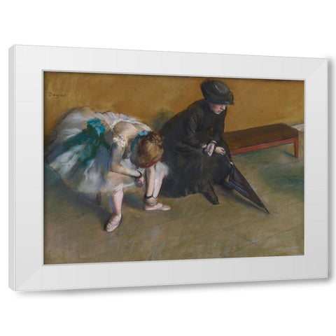 Waiting White Modern Wood Framed Art Print by Degas, Edgar