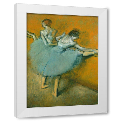 Dancers at the Bar White Modern Wood Framed Art Print by Degas, Edgar