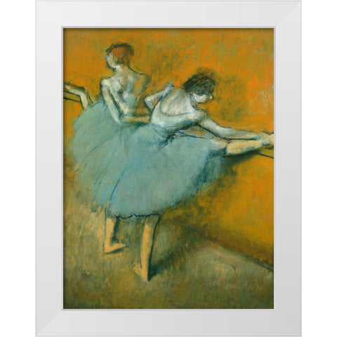 Dancers at the Bar White Modern Wood Framed Art Print by Degas, Edgar