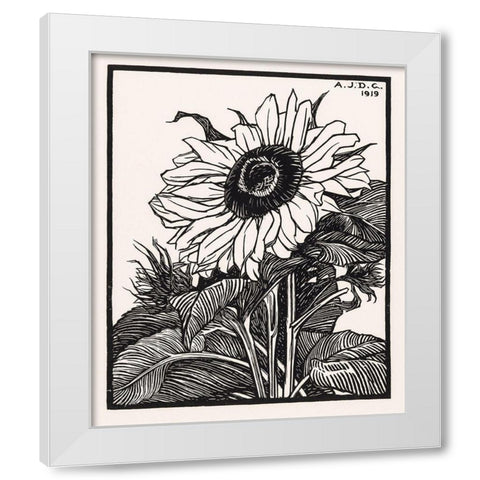 Sunflower White Modern Wood Framed Art Print by De Graag, Julie