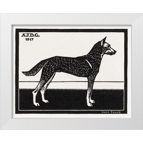 Dog White Modern Wood Framed Art Print by De Graag, Julie