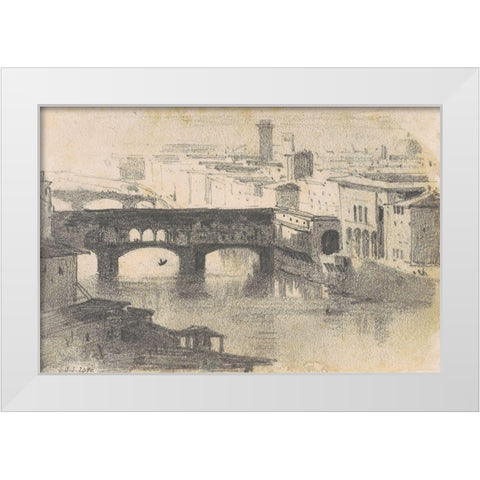 Ponte Vecchio, Florence White Modern Wood Framed Art Print by Sargent, John Singer