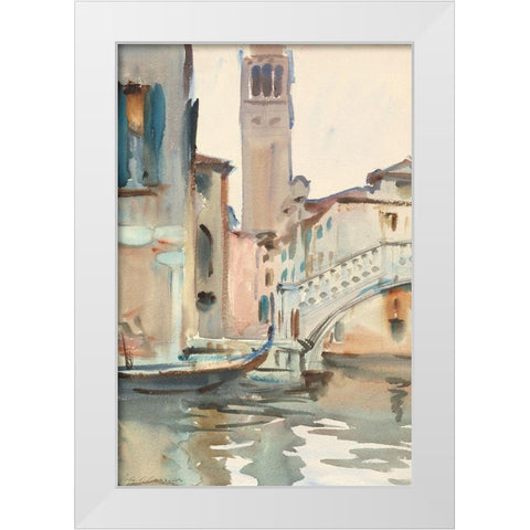 A Bridge and Campanile, Venice White Modern Wood Framed Art Print by Sargent, John Singer