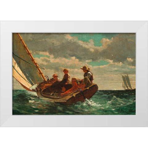 Breezing Up (A Fair Wind) White Modern Wood Framed Art Print by Homer, Winslow