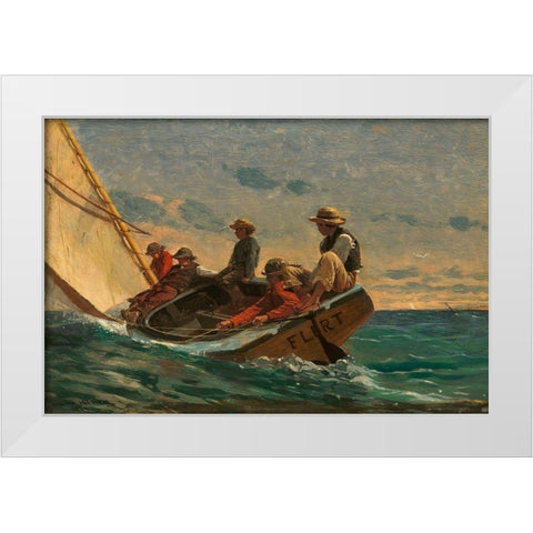 The Flirt White Modern Wood Framed Art Print by Homer, Winslow