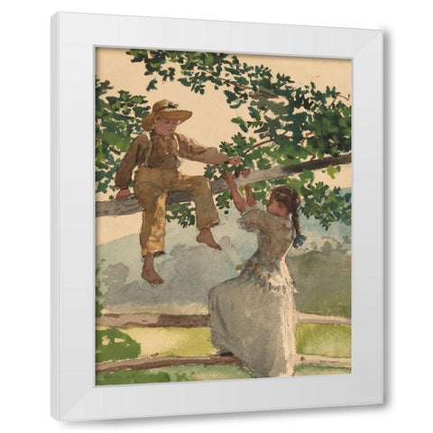 On the Fence White Modern Wood Framed Art Print by Homer, Winslow