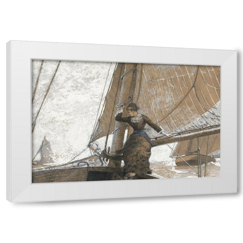 Yachting Girl White Modern Wood Framed Art Print by Homer, Winslow