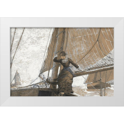 Yachting Girl White Modern Wood Framed Art Print by Homer, Winslow