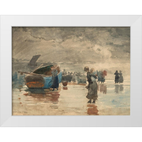 On the Sands White Modern Wood Framed Art Print by Homer, Winslow
