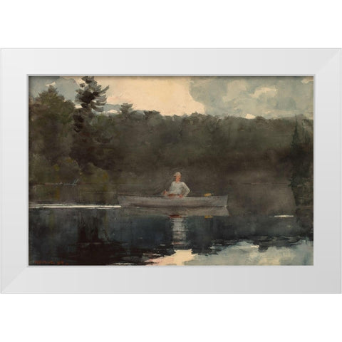 The Lone Fisherman White Modern Wood Framed Art Print by Homer, Winslow