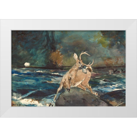 A Good Shot, Adirondacks White Modern Wood Framed Art Print by Homer, Winslow