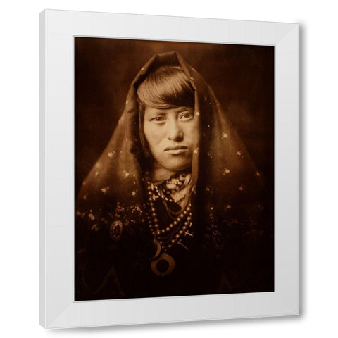 Acoma woman, ca. 1905 White Modern Wood Framed Art Print by Curtis, Edward