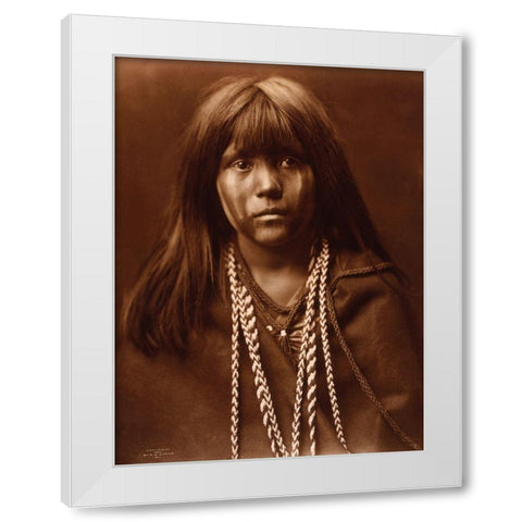 Mosa, Mohave girl, 1903 White Modern Wood Framed Art Print by Curtis, Edward