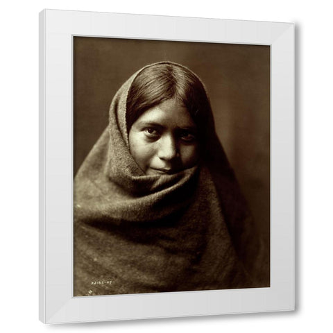 Pakit, Maricopa, 1907 White Modern Wood Framed Art Print by Curtis, Edward
