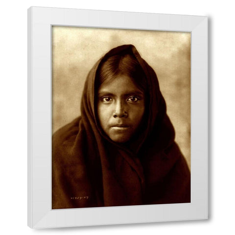 Qahatika girl, Arizona, 1907 White Modern Wood Framed Art Print by Curtis, Edward