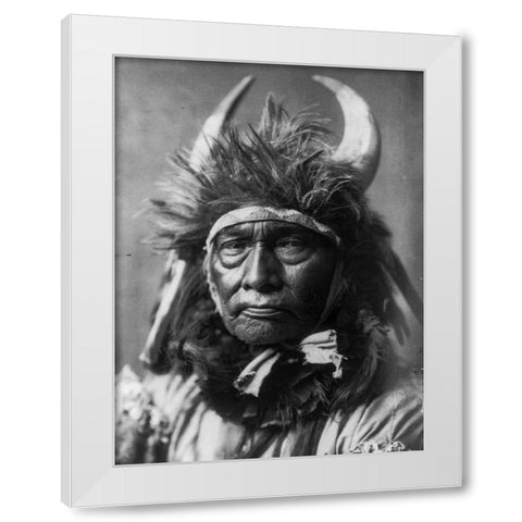 Bull Chief, Apsaroke White Modern Wood Framed Art Print by Curtis, Edward
