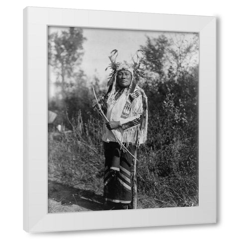 Long Time Dog, Hidatsa White Modern Wood Framed Art Print by Curtis, Edward