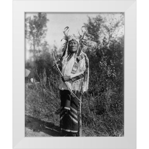 Long Time Dog, Hidatsa White Modern Wood Framed Art Print by Curtis, Edward