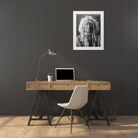 Sitting Bear, Arikara White Modern Wood Framed Art Print by Curtis, Edward