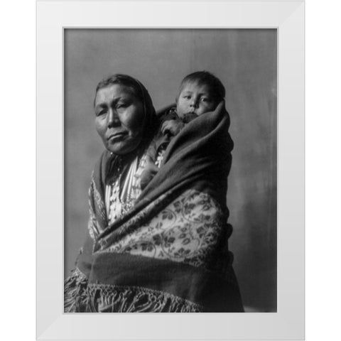 Hidatsa mother White Modern Wood Framed Art Print by Curtis, Edward