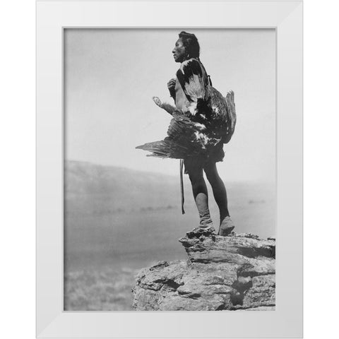 The eagle catcher White Modern Wood Framed Art Print by Curtis, Edward