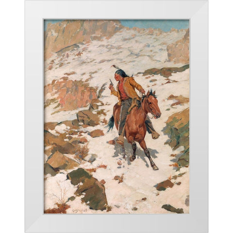 In Hot Pursuit White Modern Wood Framed Art Print by Schreyvogel, Charles