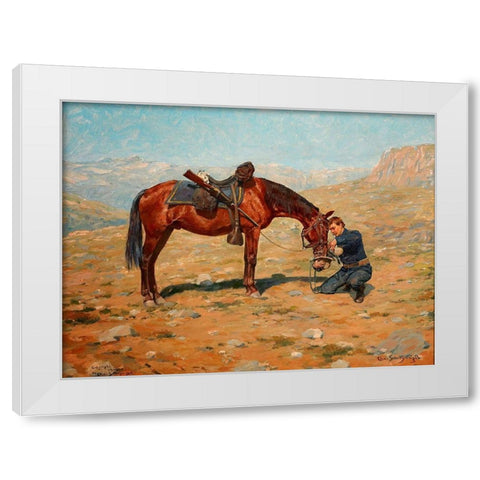 The Last Drop White Modern Wood Framed Art Print by Schreyvogel, Charles