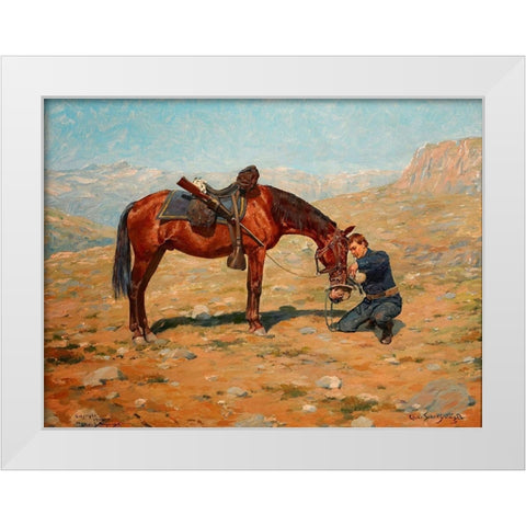 The Last Drop White Modern Wood Framed Art Print by Schreyvogel, Charles