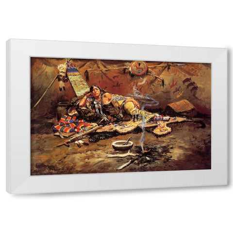 Waiting and Mad White Modern Wood Framed Art Print by Russell, Charles Marion
