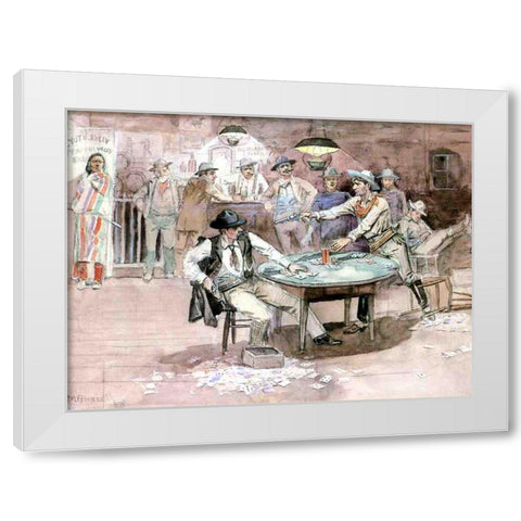 Peaceful Valley Saloon White Modern Wood Framed Art Print by Russell, Charles Marion