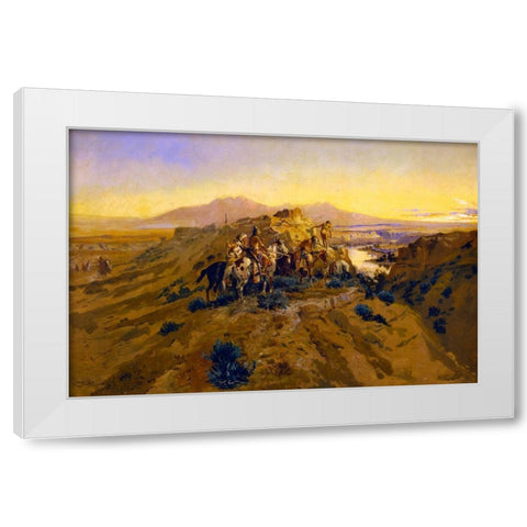Planning the Attack White Modern Wood Framed Art Print by Russell, Charles Marion