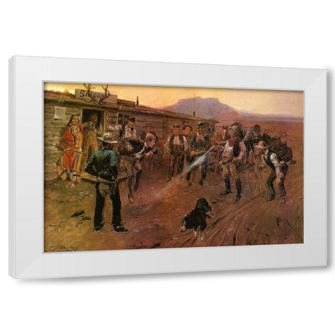 The Tenderfoot White Modern Wood Framed Art Print by Russell, Charles Marion