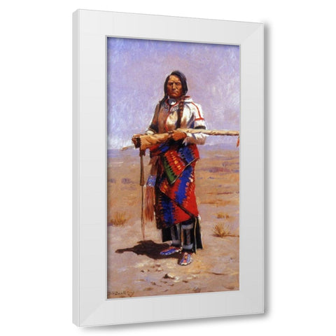 Indian Buck White Modern Wood Framed Art Print by Russell, Charles Marion