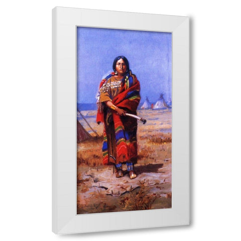 Indian Squaw White Modern Wood Framed Art Print by Russell, Charles Marion