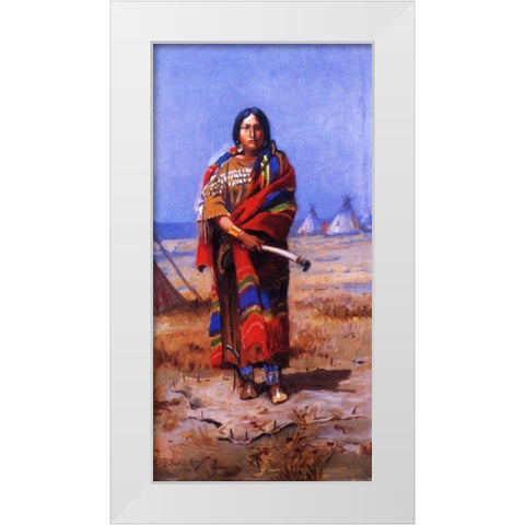 Indian Squaw White Modern Wood Framed Art Print by Russell, Charles Marion