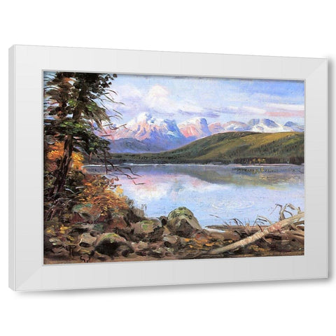 Lake McDonald White Modern Wood Framed Art Print by Russell, Charles Marion