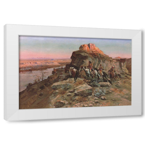 Planning the Attack White Modern Wood Framed Art Print by Russell, Charles Marion