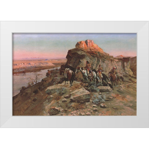 Planning the Attack White Modern Wood Framed Art Print by Russell, Charles Marion