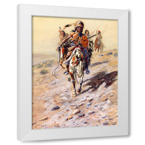 On the Trail White Modern Wood Framed Art Print by Russell, Charles Marion